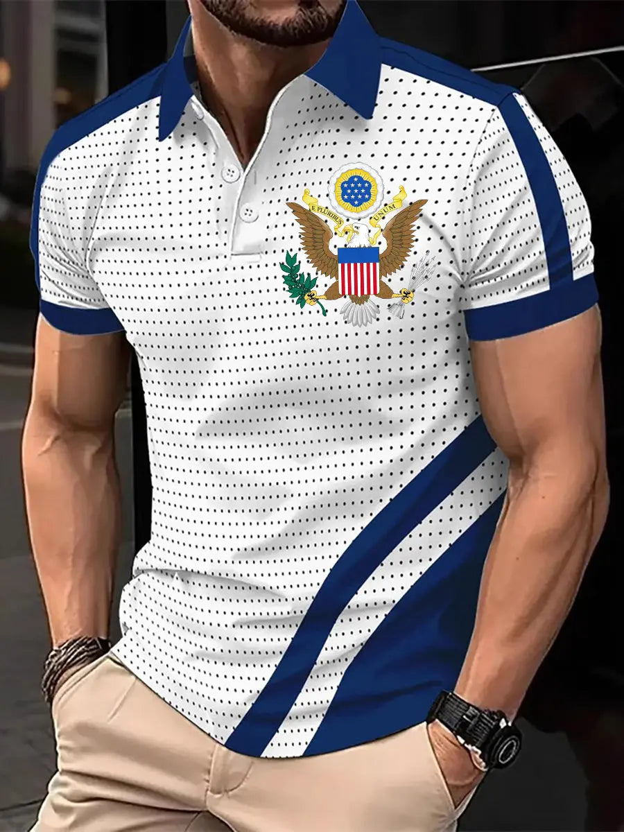 USA Eagle Print Men's Polo Shirt Patriotic Gift for American Pride Fans USA Eagle Print Men's Polo Shirt Patriotic Gift for American Pride Fans