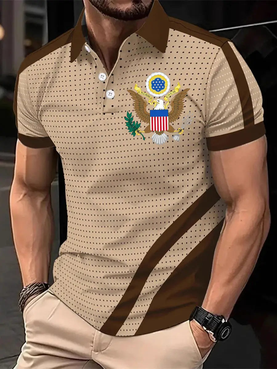USA Eagle Print Men's Polo Shirt Patriotic Gift for American Pride Fans USA Eagle Print Men's Polo Shirt Patriotic Gift for American Pride Fans
