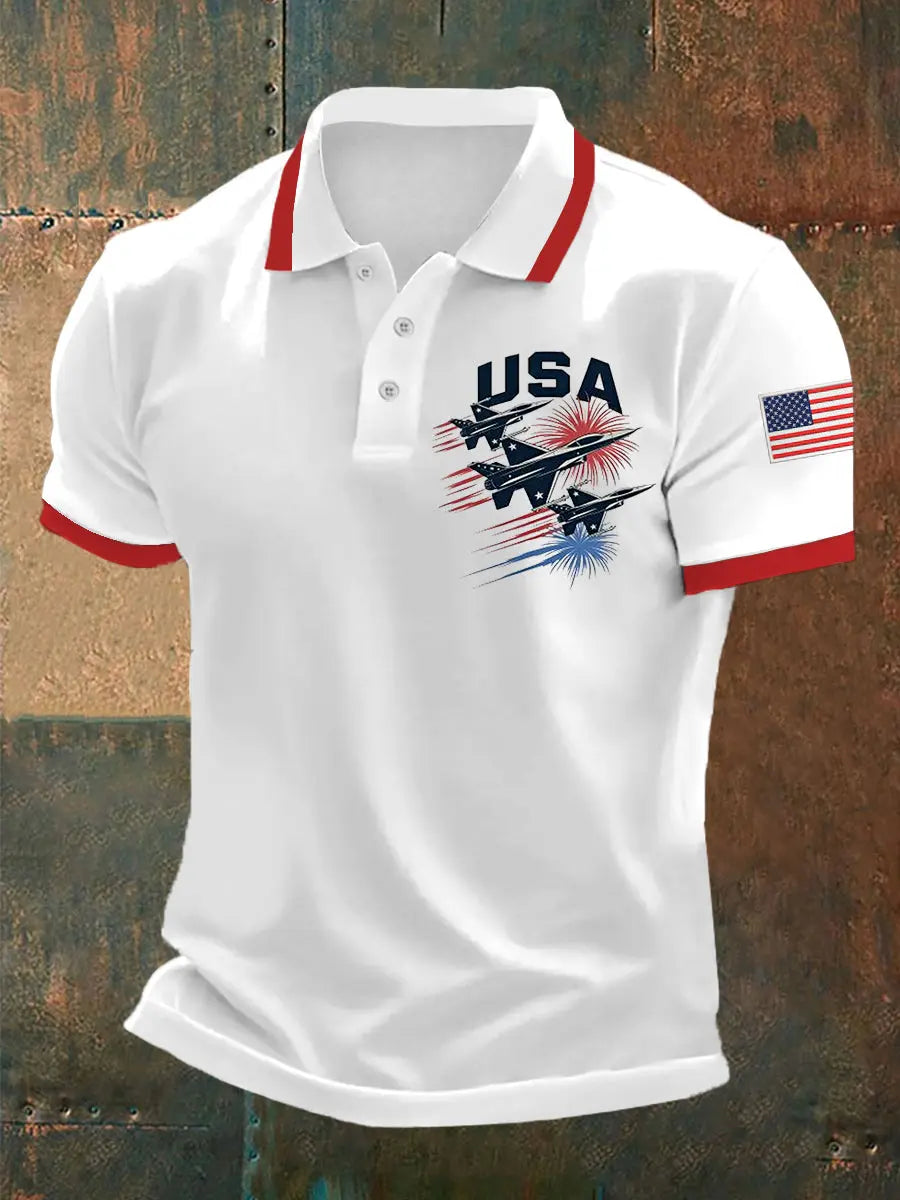 USA Fighter Jets Polo Shirt Patriotic Gift for Independence Day Fans Casual Wear USA Fighter Jets Polo Shirt Patriotic Gift for Independence Day Fans Casual Wear