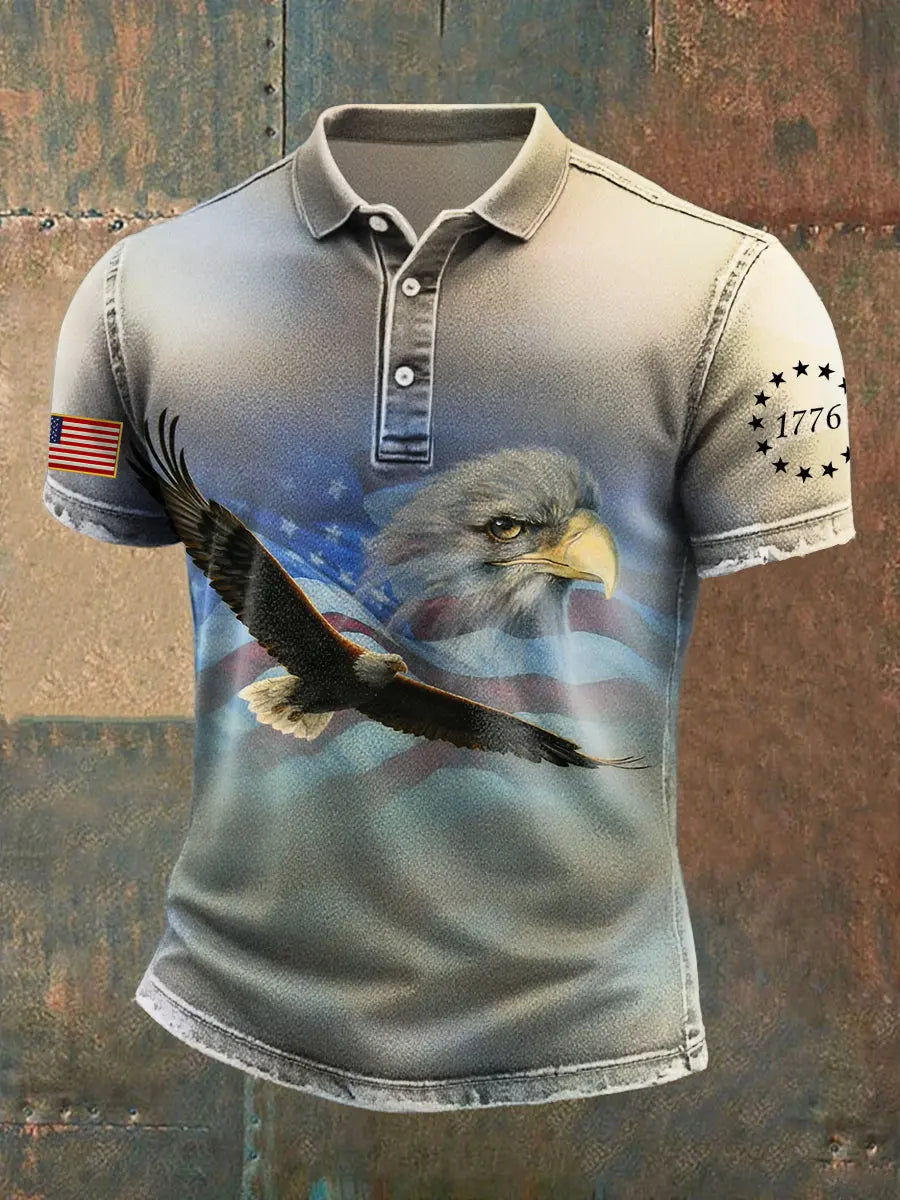 USA Flag 1776 Eagle Polo Shirt Patriotic Gift for Independence Day Supporters USA Flag 1776 Eagle Polo Shirt Patriotic Gift for Independence Day Supporters
