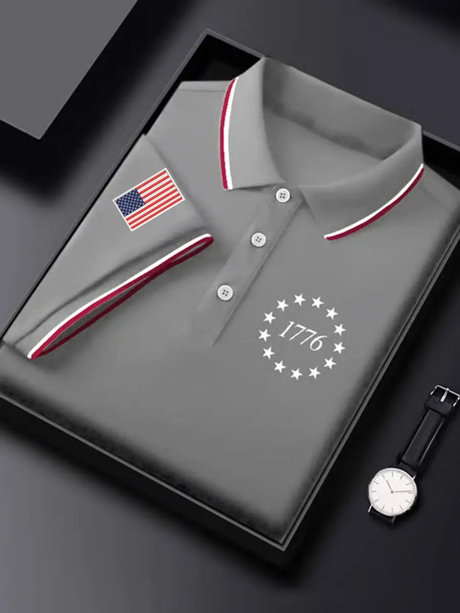 USA Flag 1776 Polo Shirt for Men Independence Day Gift Patriotic Apparel for Supporters USA Flag 1776 Polo Shirt for Men Independence Day Gift Patriotic Apparel for Supporters