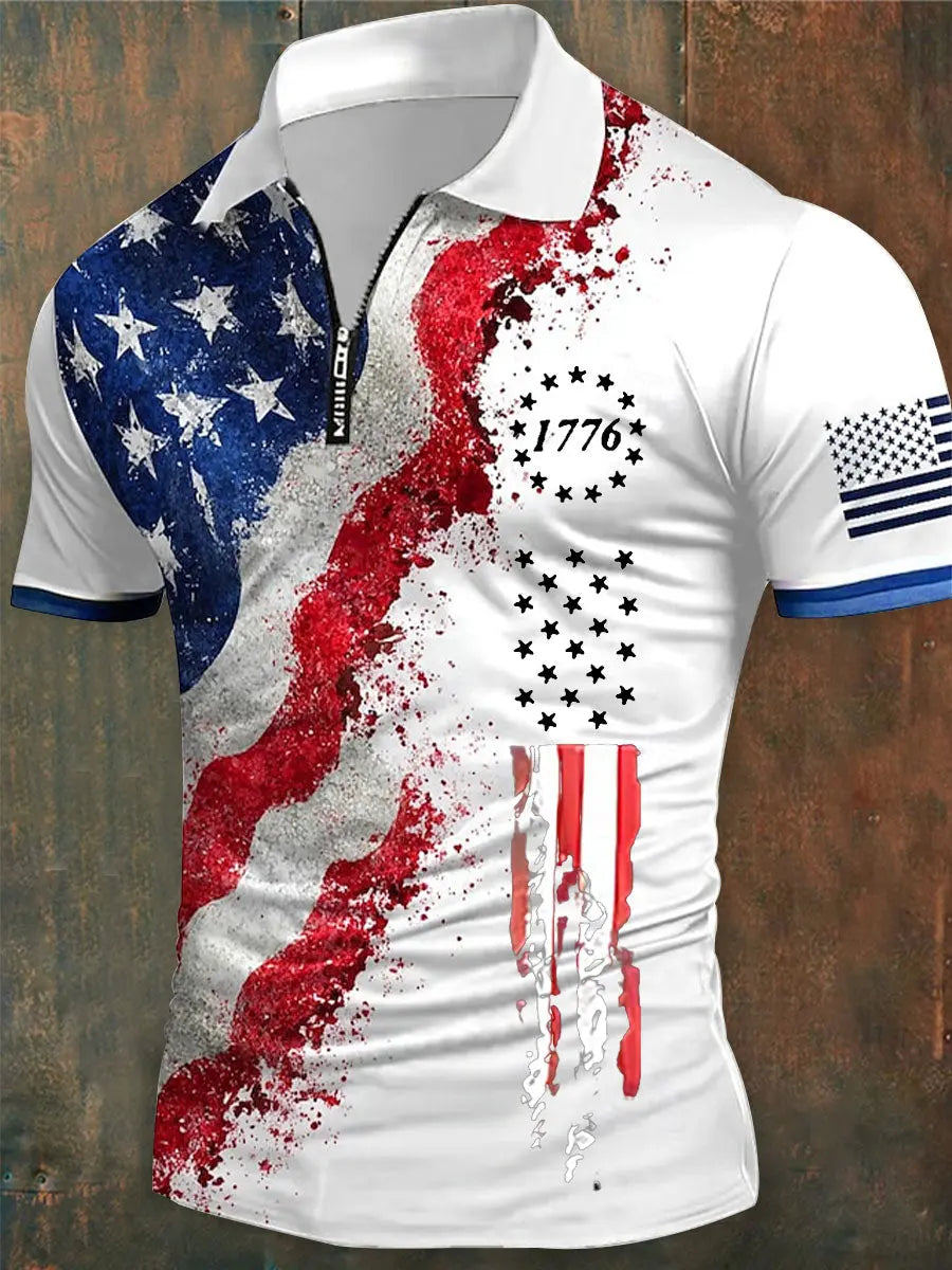 USA Flag 1776 Polo Shirt Independence Day Patriotic Gift for American Pride Supporters USA Flag 1776 Polo Shirt Independence Day Patriotic Gift for American Pride Supporters
