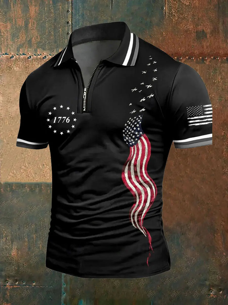 USA Flag 1776 Polo Shirt Patriotic Gift for American Pride Supporters Casual Wear USA Flag 1776 Polo Shirt Patriotic Gift for American Pride Supporters Casual Wear