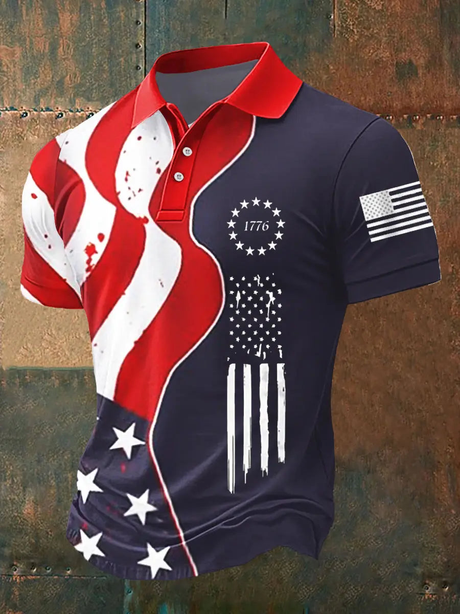 USA Flag 1776 Polo Shirt Patriotic Gift for Independence Day American Pride Apparel USA Flag 1776 Polo Shirt Patriotic Gift for Independence Day American Pride Apparel