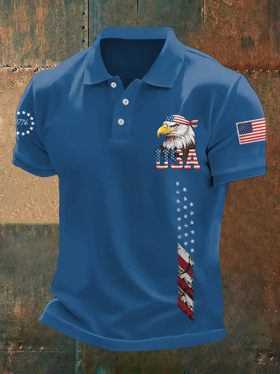 USA Flag Bald Eagle Polo Shirt for Patriotic Supporters Independence Day Gift USA Flag Bald Eagle Polo Shirt for Patriotic Supporters Independence Day Gift