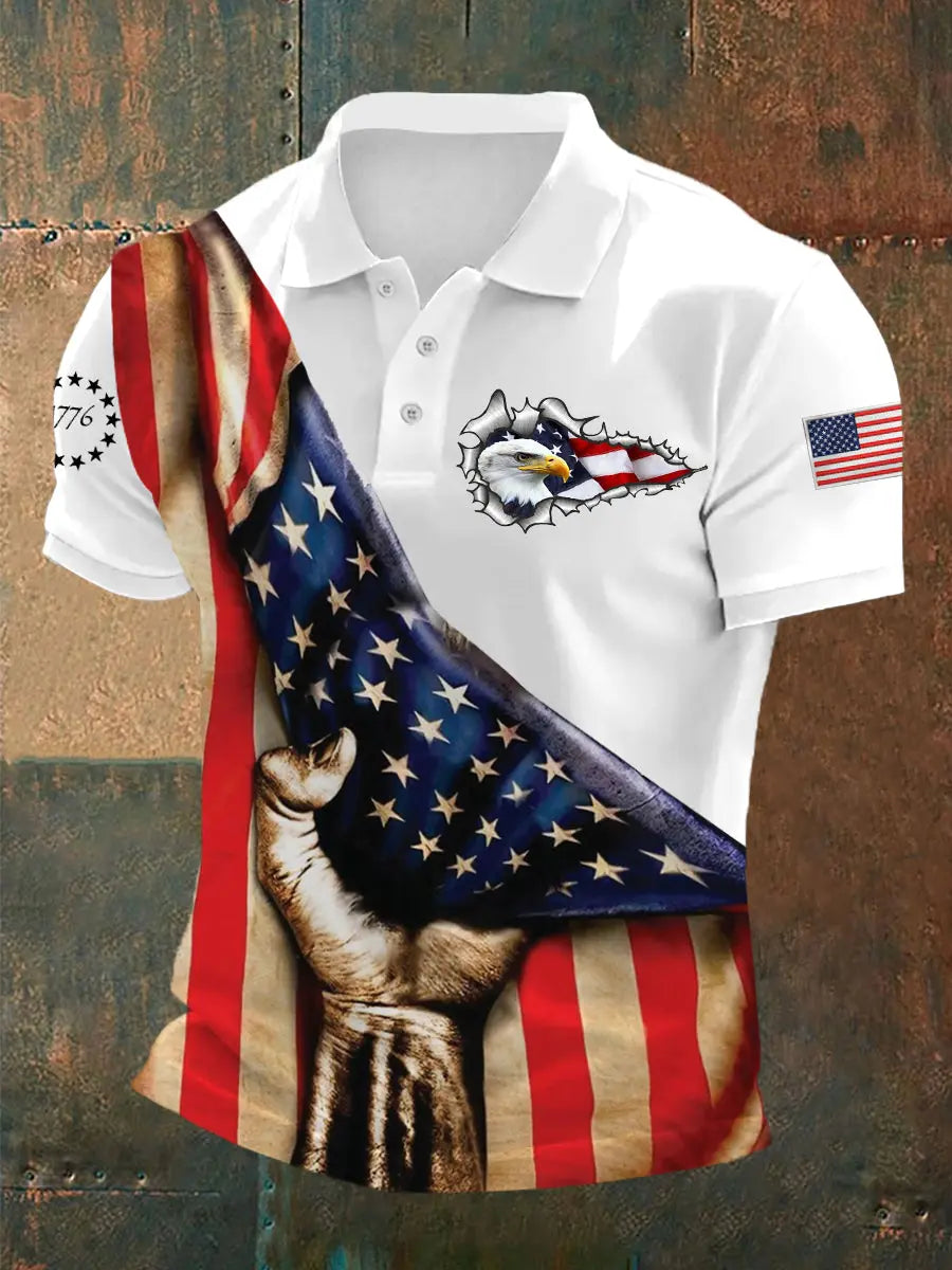 USA Flag Bald Eagle Polo Shirt Gift for Patriotic Fans Independence Day Apparel USA Flag Bald Eagle Polo Shirt Gift for Patriotic Fans Independence Day Apparel