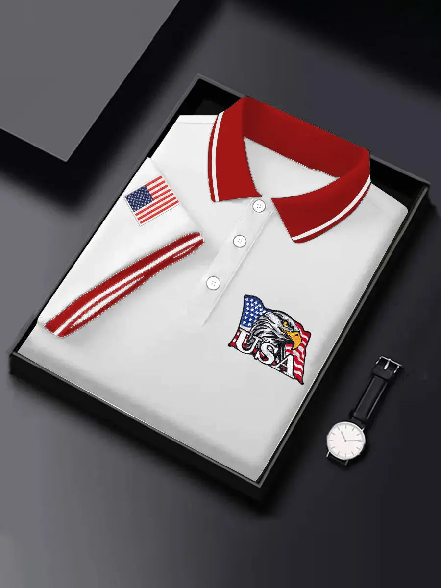 USA Flag Bald Eagle Polo Shirt Patriotic Gift for Independence Day American Pride Apparel USA Flag Bald Eagle Polo Shirt Patriotic Gift for Independence Day American Pride Apparel
