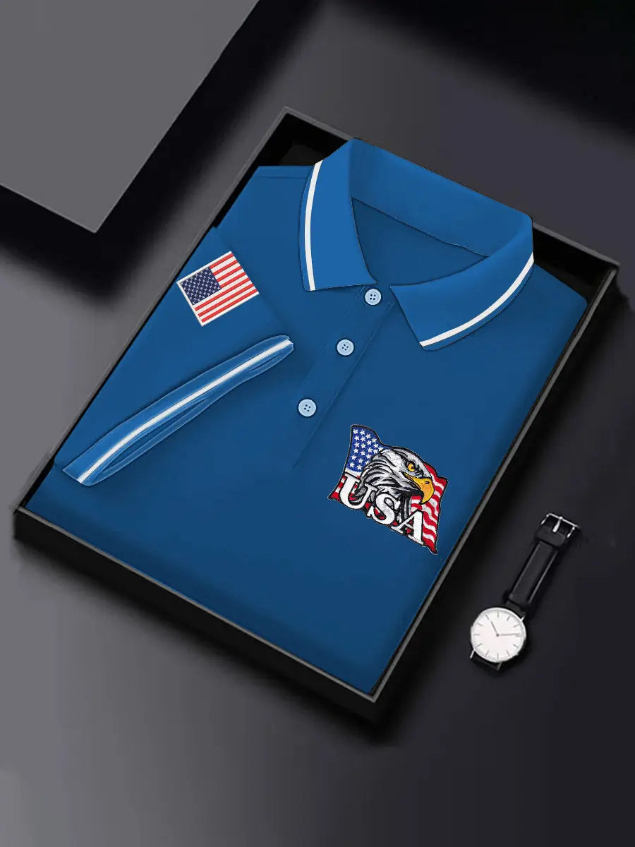 USA Flag Bald Eagle Polo Shirt Patriotic Gift for Independence Day American Pride Apparel USA Flag Bald Eagle Polo Shirt Patriotic Gift for Independence Day American Pride Apparel
