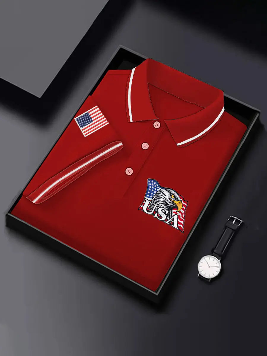 USA Flag Bald Eagle Polo Shirt Patriotic Gift for Independence Day American Pride Apparel USA Flag Bald Eagle Polo Shirt Patriotic Gift for Independence Day American Pride Apparel