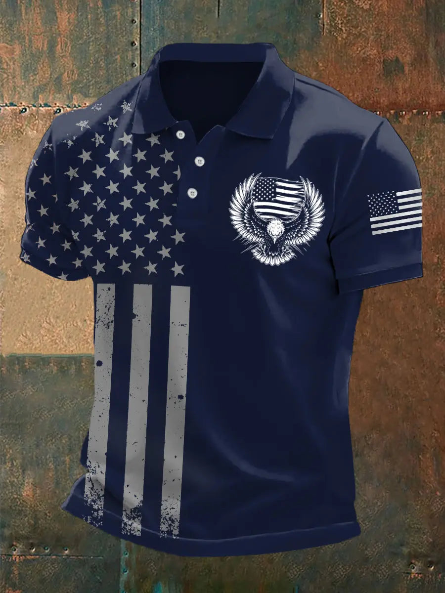 USA Flag Bald Eagle Polo Shirt Patriotic Gift for Independence Day Fans Casual Top USA Flag Bald Eagle Polo Shirt Patriotic Gift for Independence Day Fans Casual Top