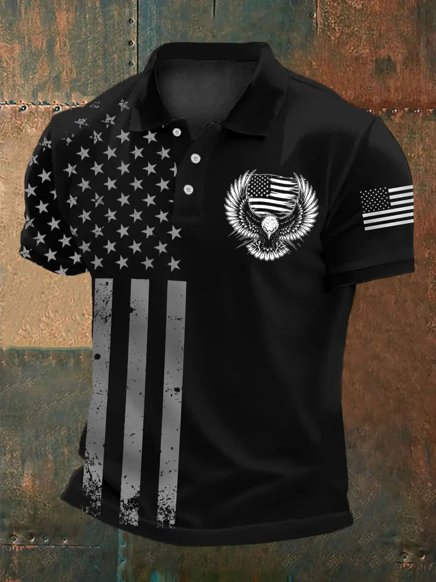 USA Flag Bald Eagle Polo Shirt Patriotic Gift for Independence Day Fans Casual Top USA Flag Bald Eagle Polo Shirt Patriotic Gift for Independence Day Fans Casual Top