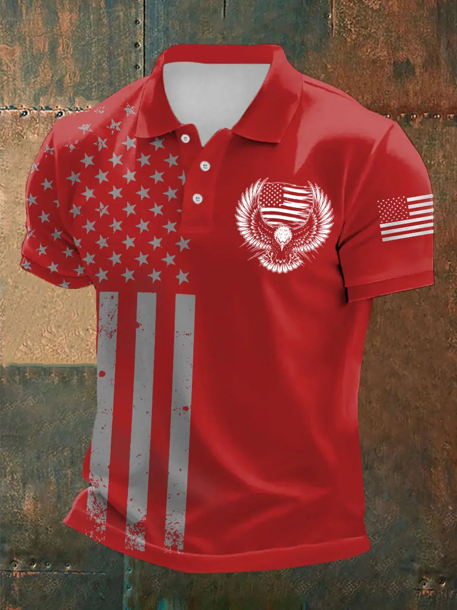 USA Flag Bald Eagle Polo Shirt Patriotic Gift for Independence Day Fans Casual Top USA Flag Bald Eagle Polo Shirt Patriotic Gift for Independence Day Fans Casual Top