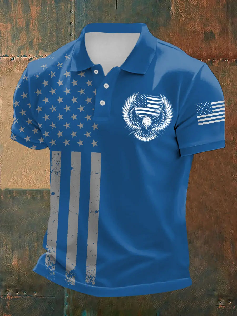 USA Flag Bald Eagle Polo Shirt Patriotic Gift for Independence Day Fans Casual Top USA Flag Bald Eagle Polo Shirt Patriotic Gift for Independence Day Fans Casual Top