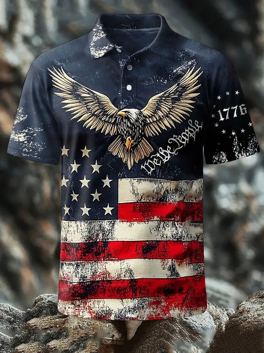 USA Flag Eagle Patriotic Polo Shirt Fourth of July Gift for Proud American Supporters USA Flag Eagle Patriotic Polo Shirt Fourth of July Gift for Proud American Supporters