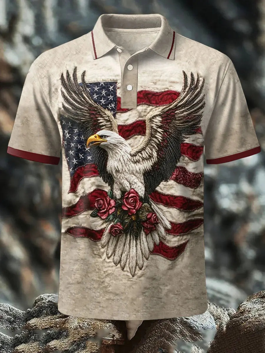 USA Flag Eagle Polo Shirt Patriotic Gift for 4th of July and American Pride Fans USA Flag Eagle Polo Shirt Patriotic Gift for 4th of July and American Pride Fans