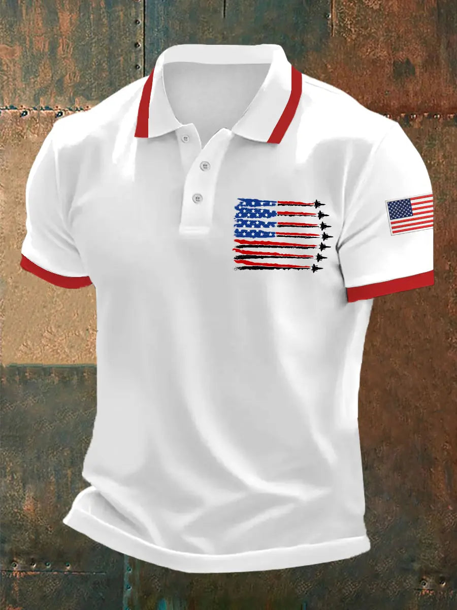USA Flag Fighter Jets Polo Shirt Patriotic Gift for Independence Day and Casual Wear USA Flag Fighter Jets Polo Shirt Patriotic Gift for Independence Day and Casual Wear