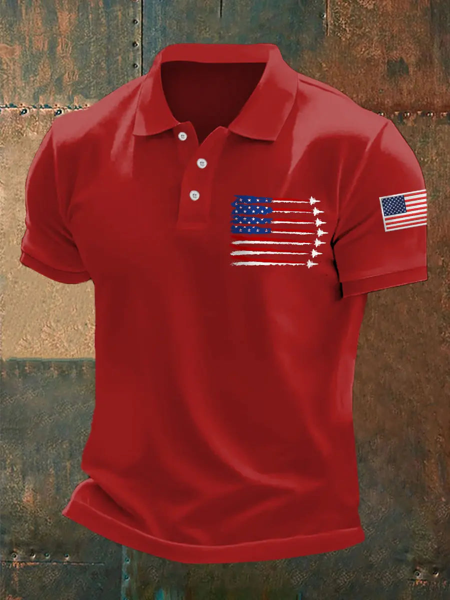 USA Flag Fighter Jets Polo Shirt Patriotic Gift for Independence Day and Casual Wear USA Flag Fighter Jets Polo Shirt Patriotic Gift for Independence Day and Casual Wear