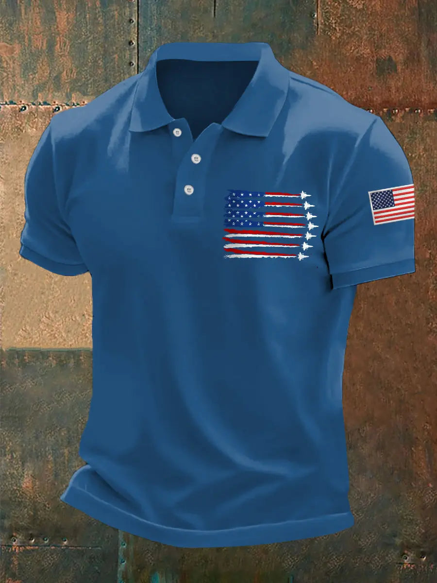 USA Flag Fighter Jets Polo Shirt Patriotic Gift for Independence Day and Casual Wear USA Flag Fighter Jets Polo Shirt Patriotic Gift for Independence Day and Casual Wear
