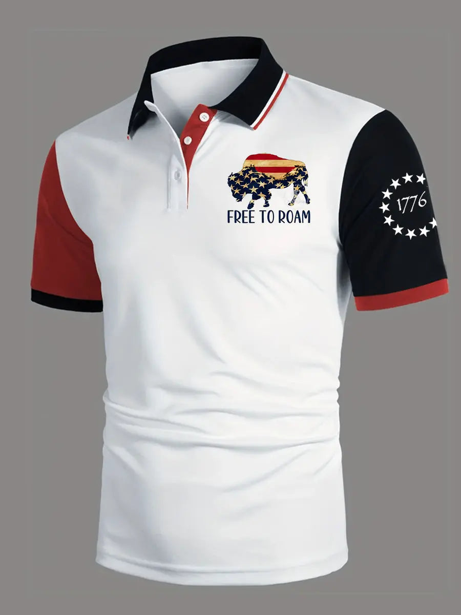 USA Flag Free To Roam Patriotic Polo Shirt Gift for Independence Day Supporters USA Flag Free To Roam Patriotic Polo Shirt Gift for Independence Day Supporters