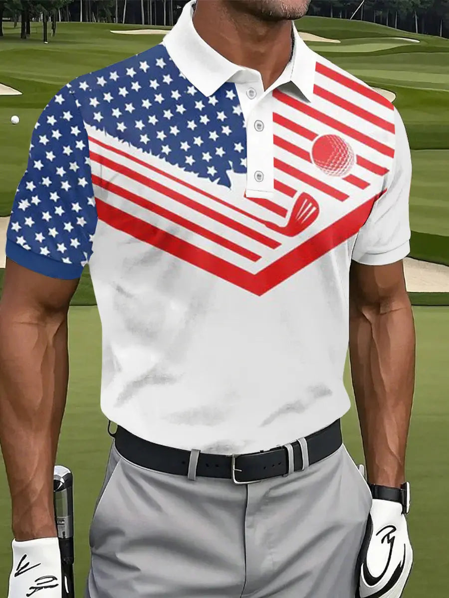 USA Flag Golf Shirt for Men Patriotic Gift Fourth of July Celebration Sports Polo USA Flag Golf Shirt for Men Patriotic Gift Fourth of July Celebration Sports Polo
