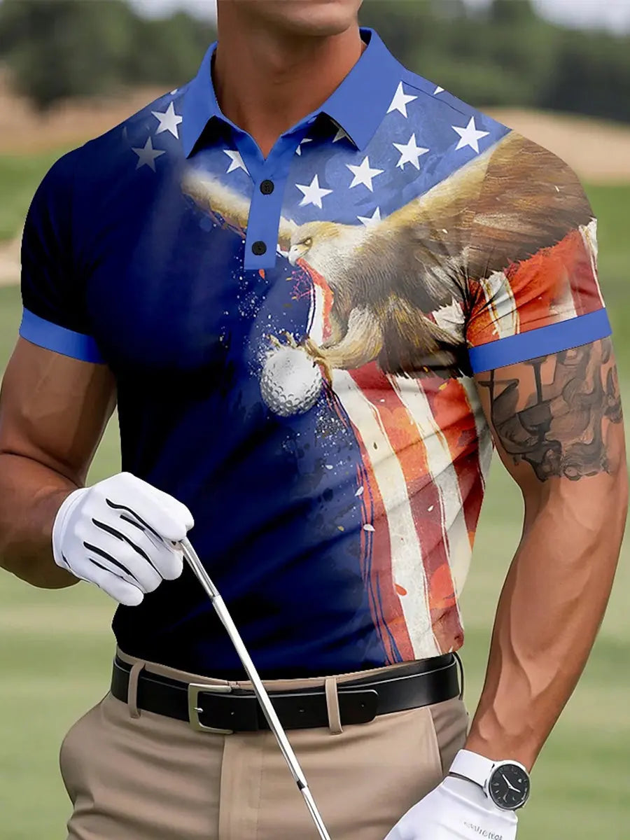 USA Flag Golf Shirt Men's 4th of July Patriotic Gift for Golfers and America Enthusiasts USA Flag Golf Shirt Men's 4th of July Patriotic Gift for Golfers and America Enthusiasts