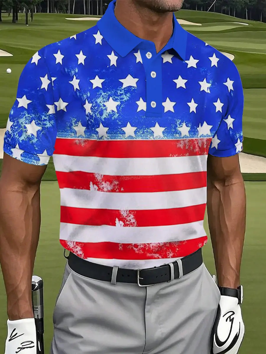 USA Flag Golf Shirt Patriotic Fourth of July Men's Polo Gift for American Pride Fans USA Flag Golf Shirt Patriotic Fourth of July Men's Polo Gift for American Pride Fans
