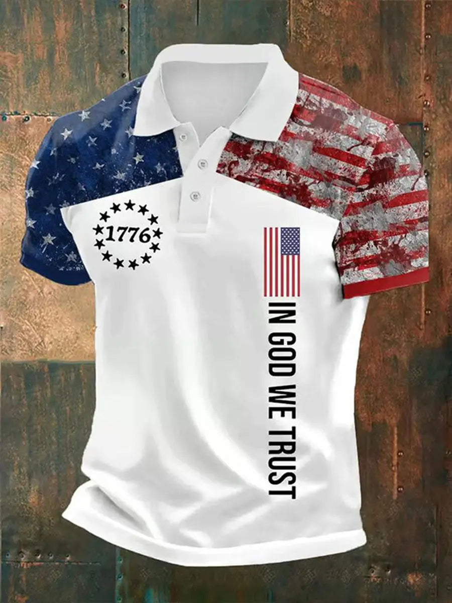 USA Flag In God We Trust Polo Shirt Patriotic Gift for Conservative Supporters 1776 Pride USA Flag In God We Trust Polo Shirt Patriotic Gift for Conservative Supporters 1776 Pride