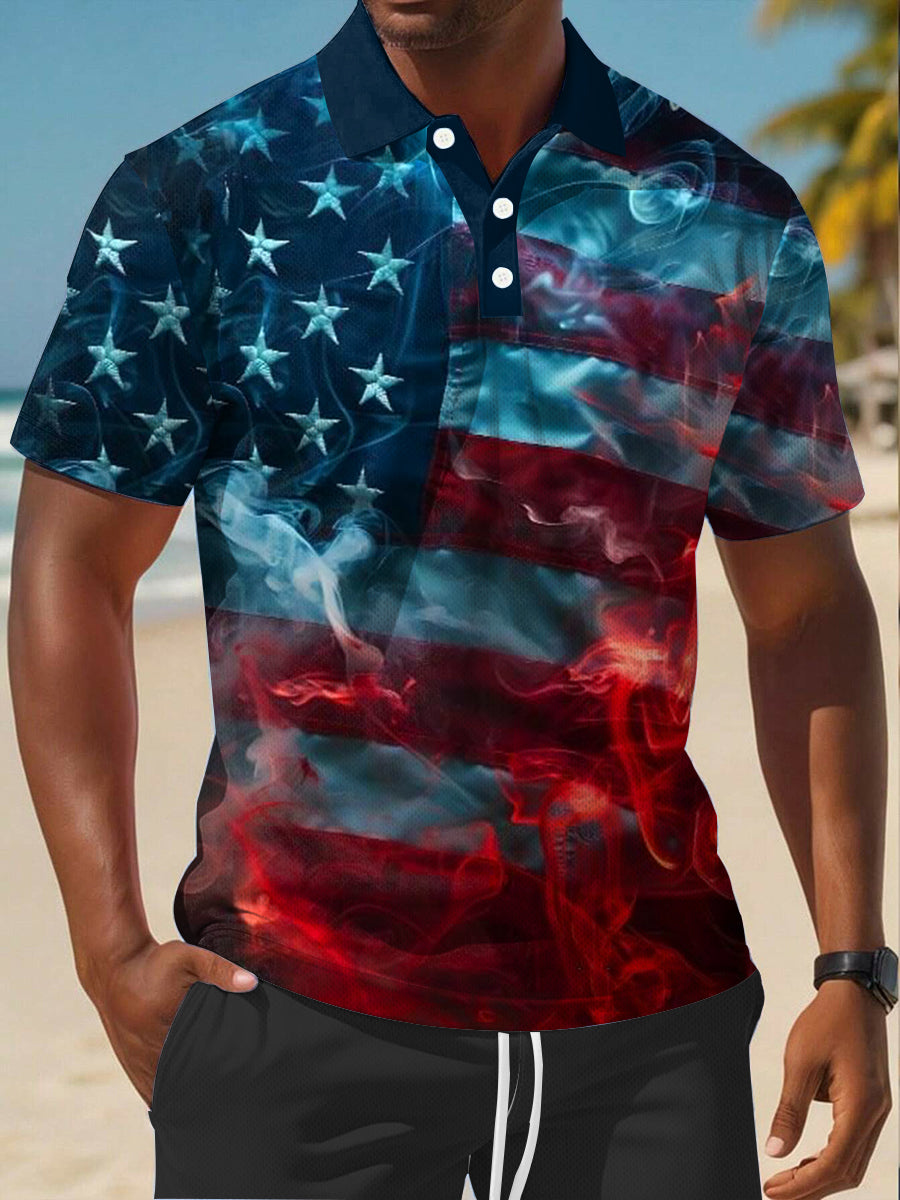 USA Flag Men's Independence Day Polo Shirt Patriotic Gift for American Pride Fans USA Flag Men's Independence Day Polo Shirt Patriotic Gift for American Pride Fans
