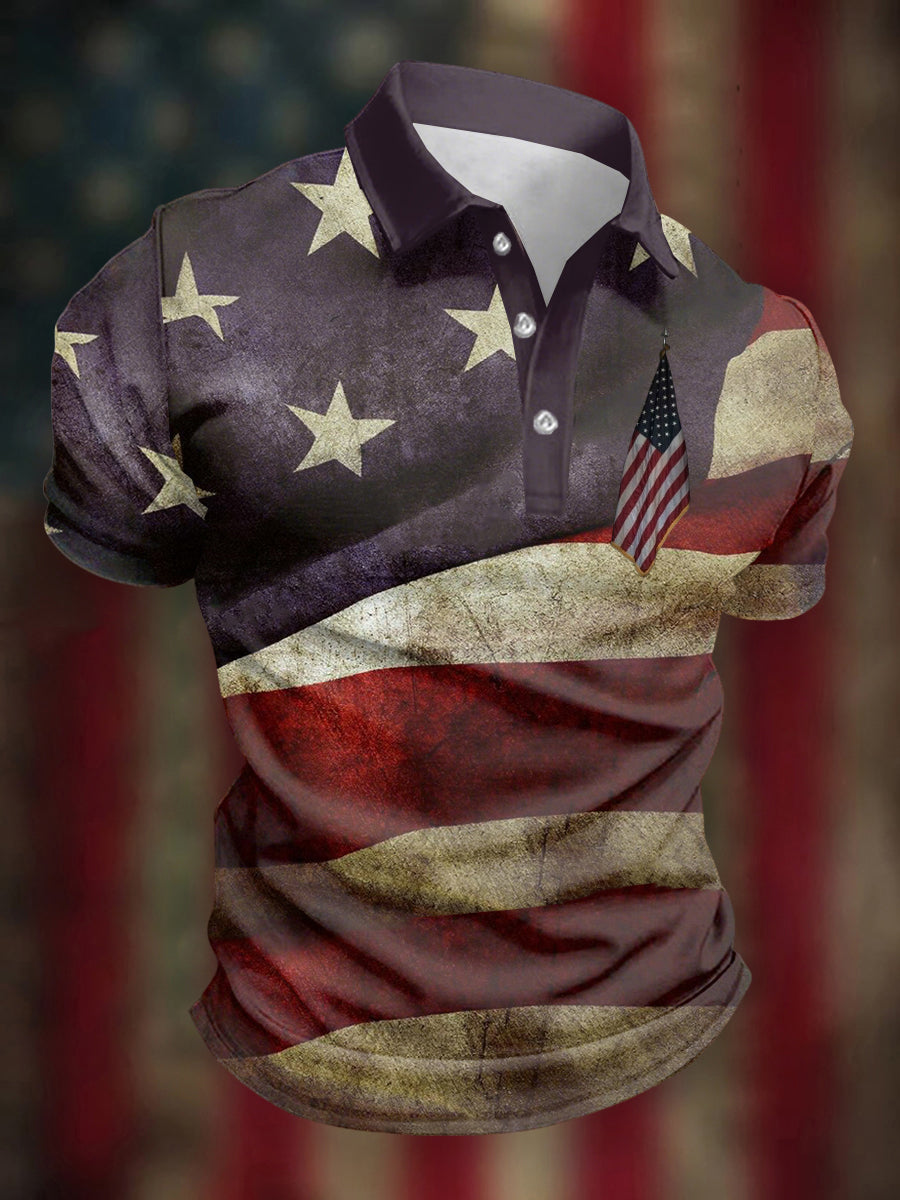 USA Flag Men's Polo Shirt Patriotic Gift for Independence Day Celebration Enthusiasts USA Flag Men's Polo Shirt Patriotic Gift for Independence Day Celebration Enthusiasts
