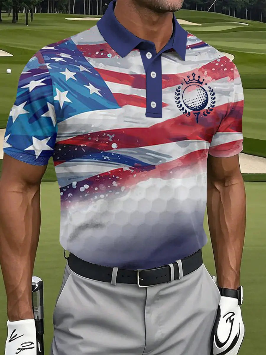 USA Flag Patriotic Golf Shirt Men's 4th of July Gift for Golfers and American Pride USA Flag Patriotic Golf Shirt Men's 4th of July Gift for Golfers and American Pride