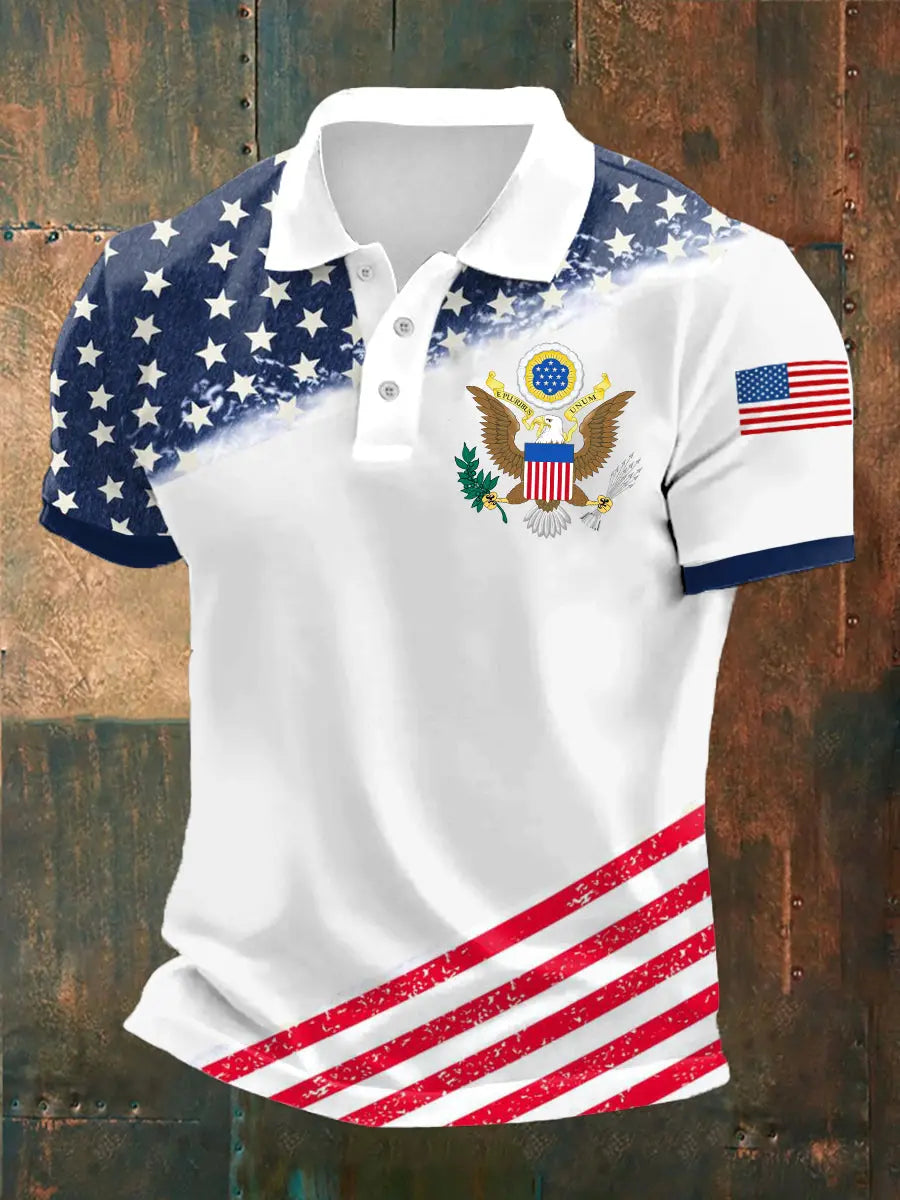 USA Flag Patriotic Polo Shirt Short Sleeve Gift for American Pride Supporters USA Flag Patriotic Polo Shirt Short Sleeve Gift for American Pride Supporters