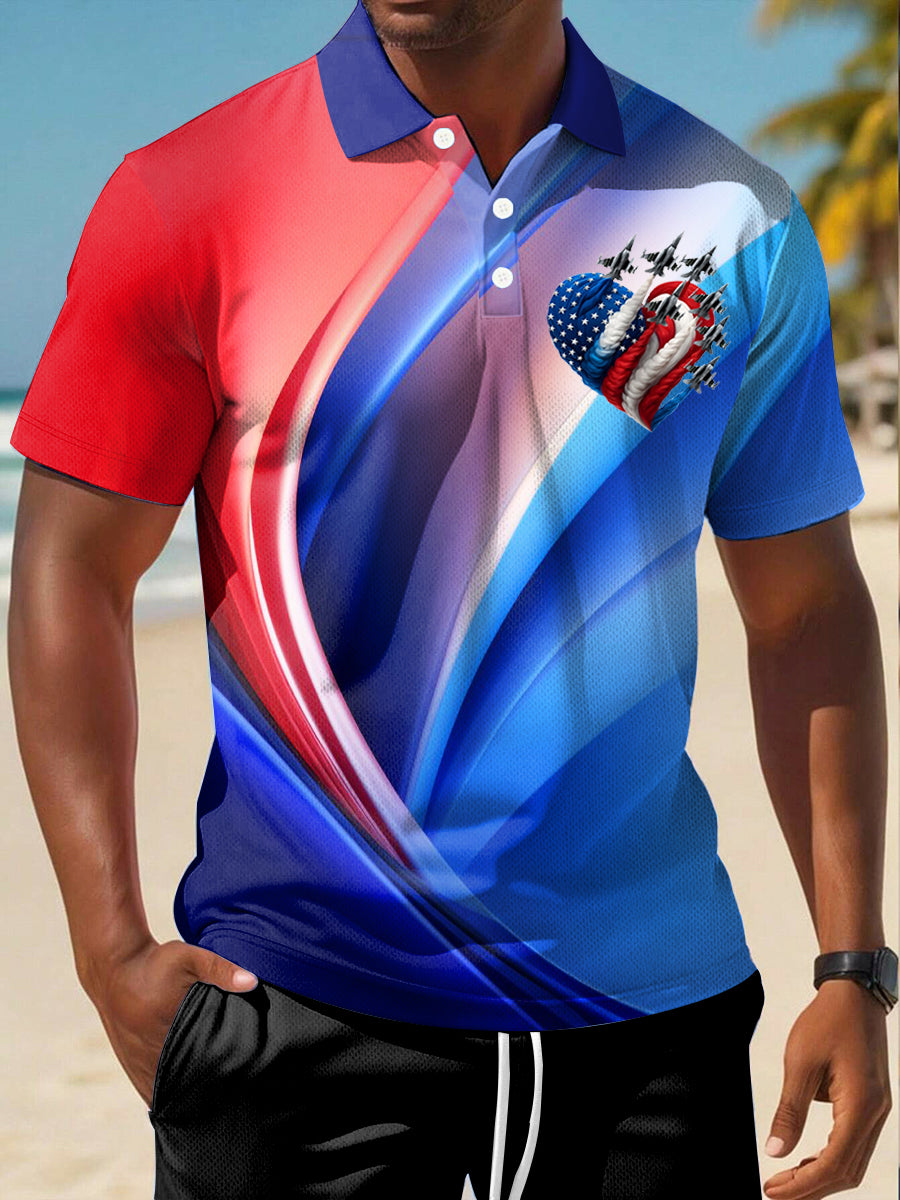 USA Flag Patriotic Polo Shirt with Short Sleeves Perfect Gift for American Pride Fans USA Flag Patriotic Polo Shirt with Short Sleeves Perfect Gift for American Pride Fans