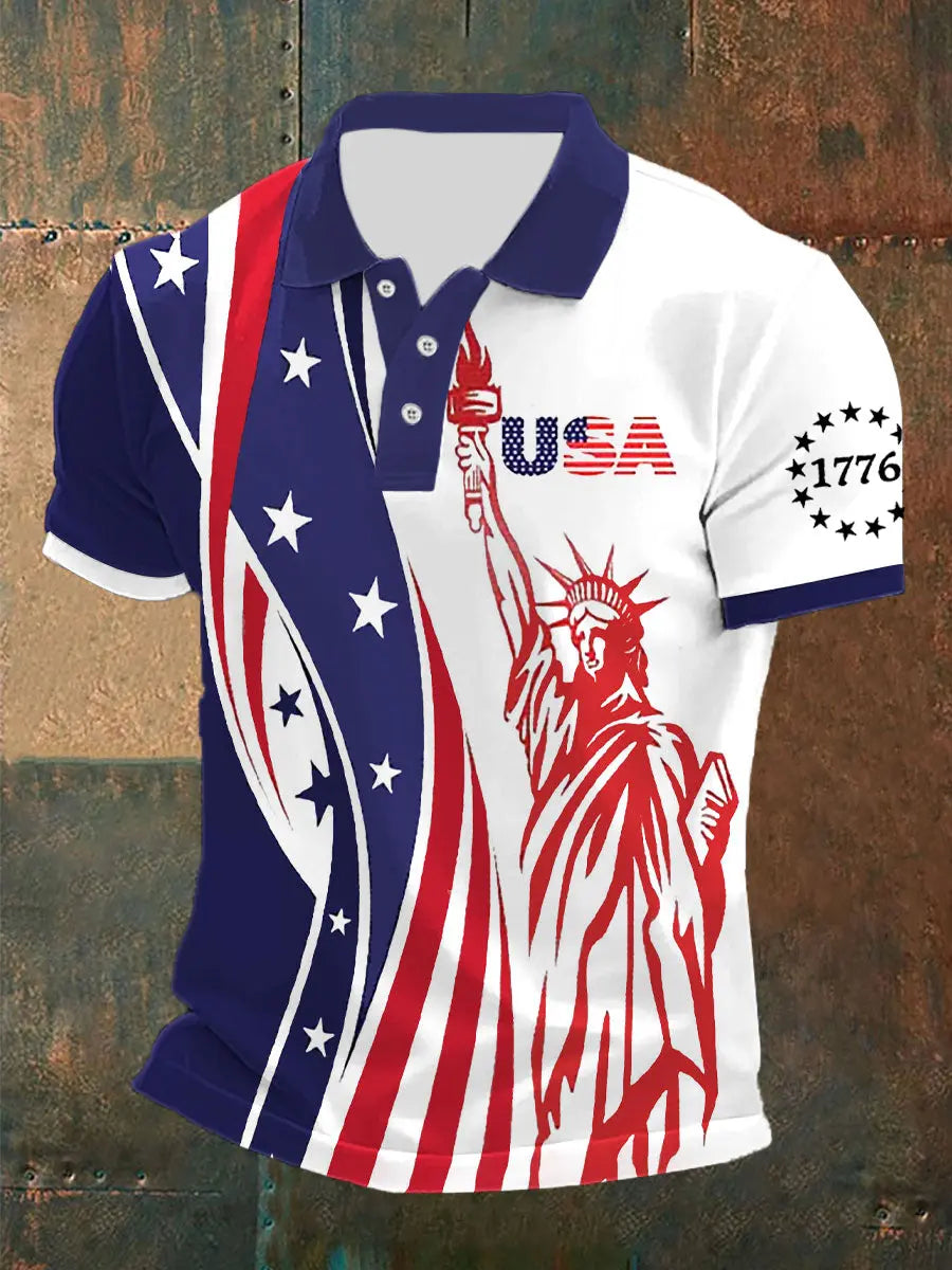 USA Flag Polo Shirt for Men American Patriotic Independence Day Gift for Freedom Supporters USA Flag Polo Shirt for Men American Patriotic Independence Day Gift for Freedom Supporters