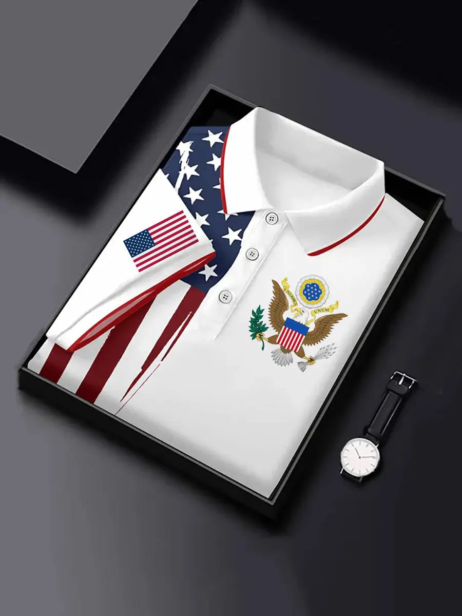 USA Flag Polo Shirt for Men American Pride Gift for Patriotic Supporters USA Flag Polo Shirt for Men American Pride Gift for Patriotic Supporters