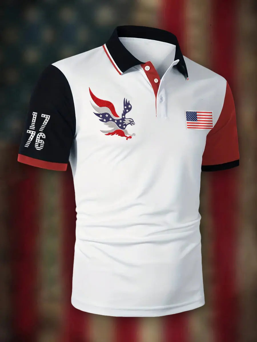 USA Flag Polo Shirt Men's Patriotic Gift for American Pride Fans with Short Sleeves USA Flag Polo Shirt Men's Patriotic Gift for American Pride Fans with Short Sleeves