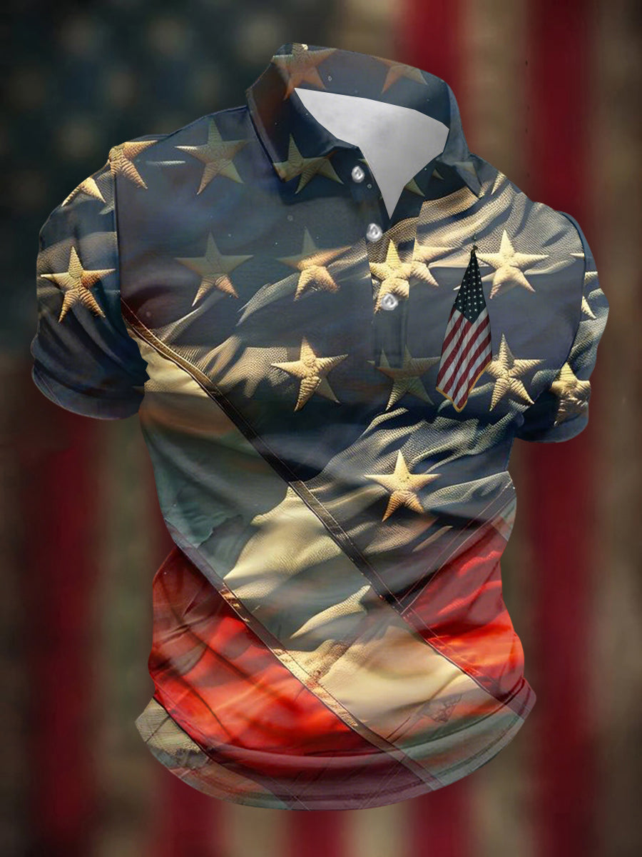 USA Flag Polo Shirt Men's Patriotic Gift for Independence Day American Pride Apparel USA Flag Polo Shirt Men's Patriotic Gift for Independence Day American Pride Apparel