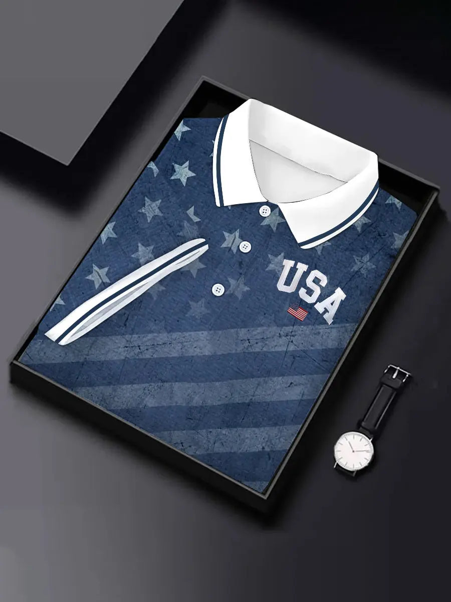 USA Flag Polo Shirt Patriotic Gift for American Pride Fans Short Sleeve Casual Wear USA Flag Polo Shirt Patriotic Gift for American Pride Fans Short Sleeve Casual Wear