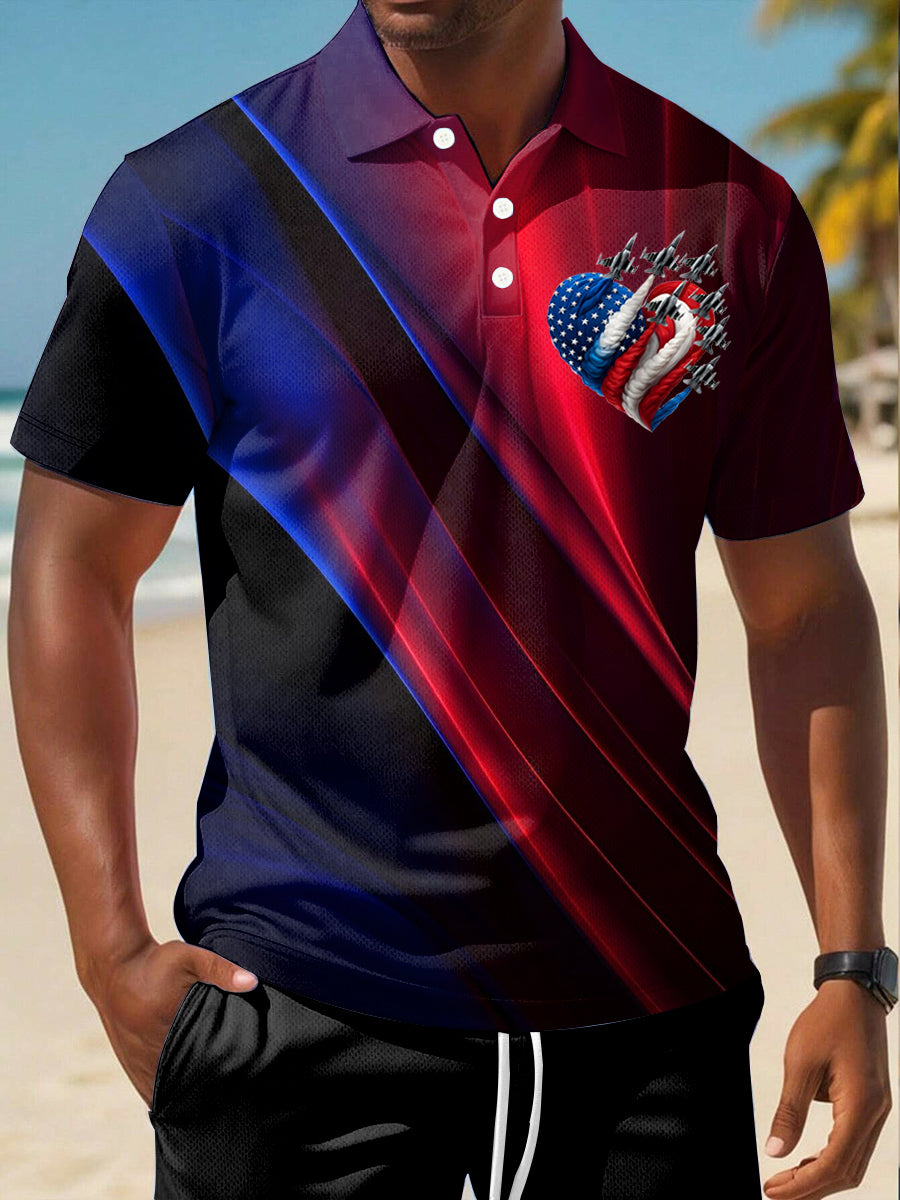 USA Flag Polo Shirt Patriotic Gift for American Pride Fans with Short Sleeves USA Flag Polo Shirt Patriotic Gift for American Pride Fans with Short Sleeves
