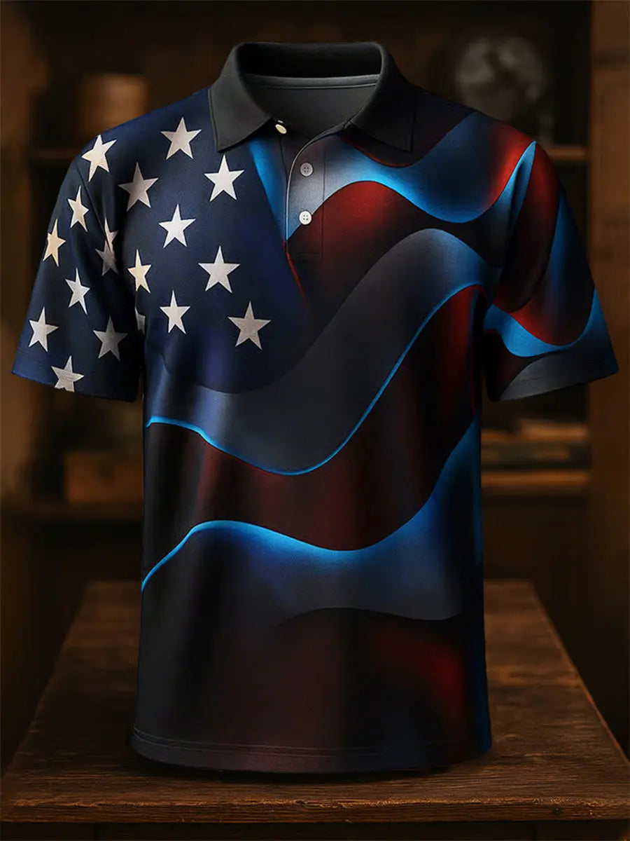 USA Flag Polo Shirt Patriotic Gift for American Pride Short Sleeve Men's Top USA Flag Polo Shirt Patriotic Gift for American Pride Short Sleeve Men's Top