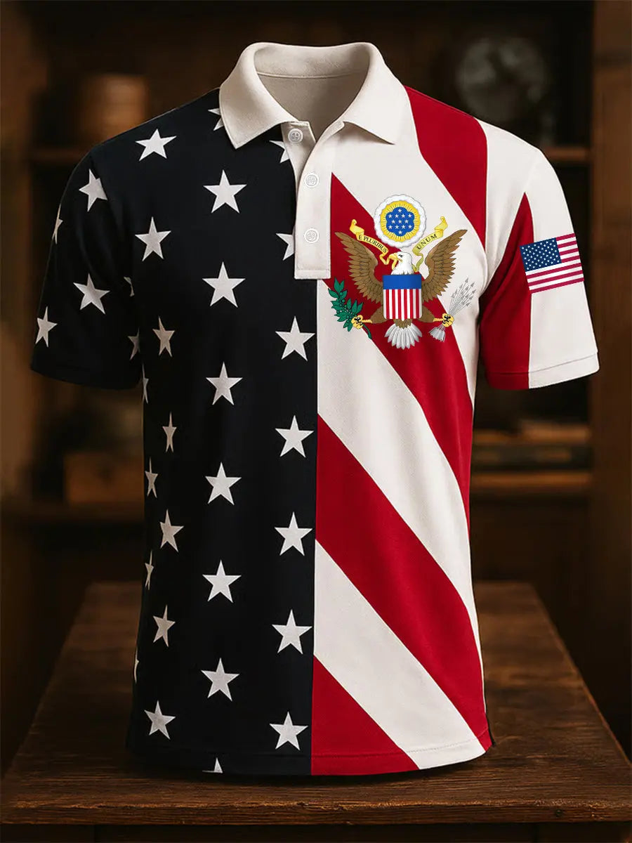 USA Flag Polo Shirt Patriotic Gift for American Pride Supporters Short Sleeve Casual Wear USA Flag Polo Shirt Patriotic Gift for American Pride Supporters Short Sleeve Casual Wear