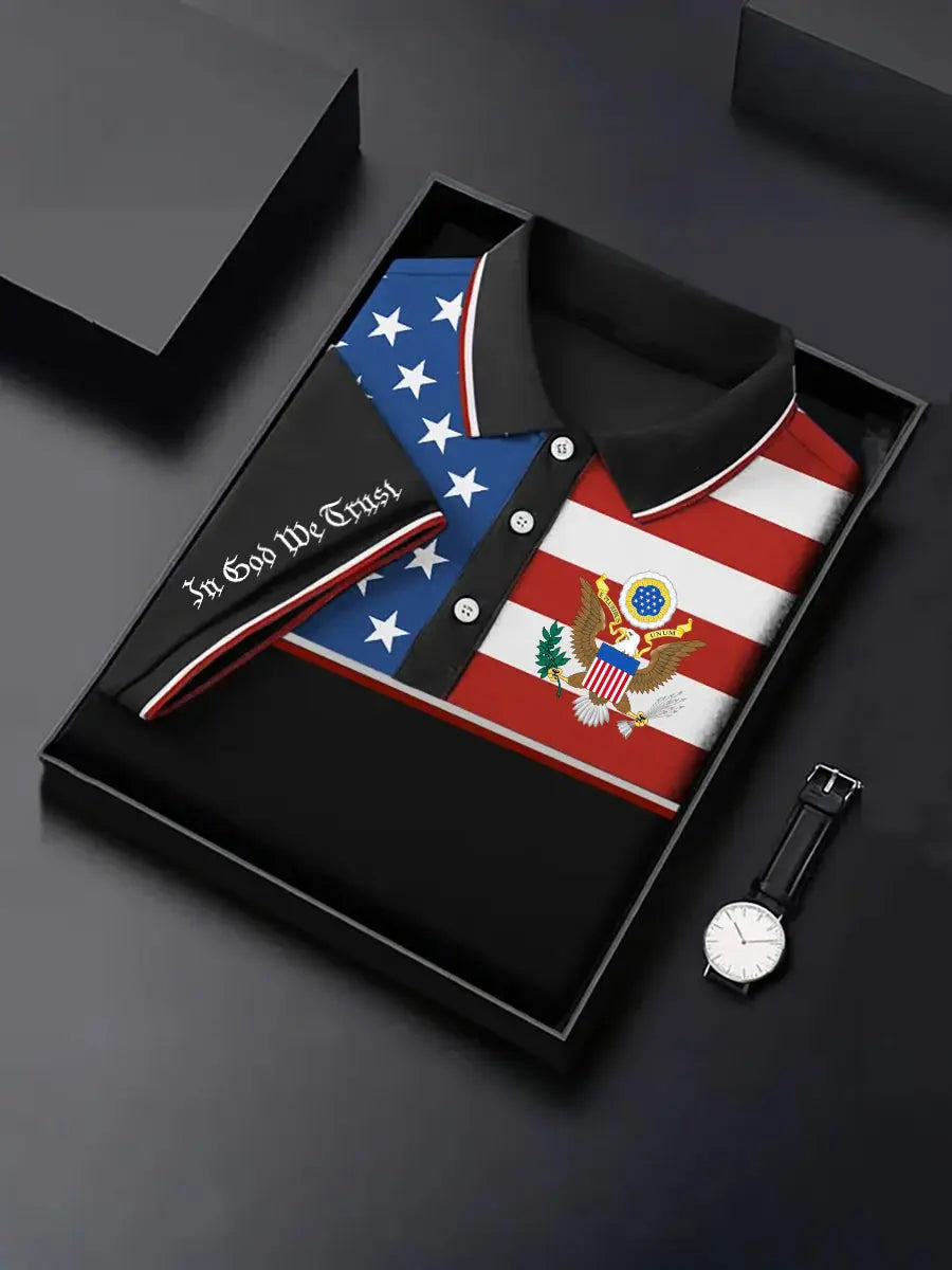 USA Flag Polo Shirt Patriotic Gift for Americans Show Your Pride with In God We Trust Design USA Flag Polo Shirt Patriotic Gift for Americans Show Your Pride with In God We Trust Design