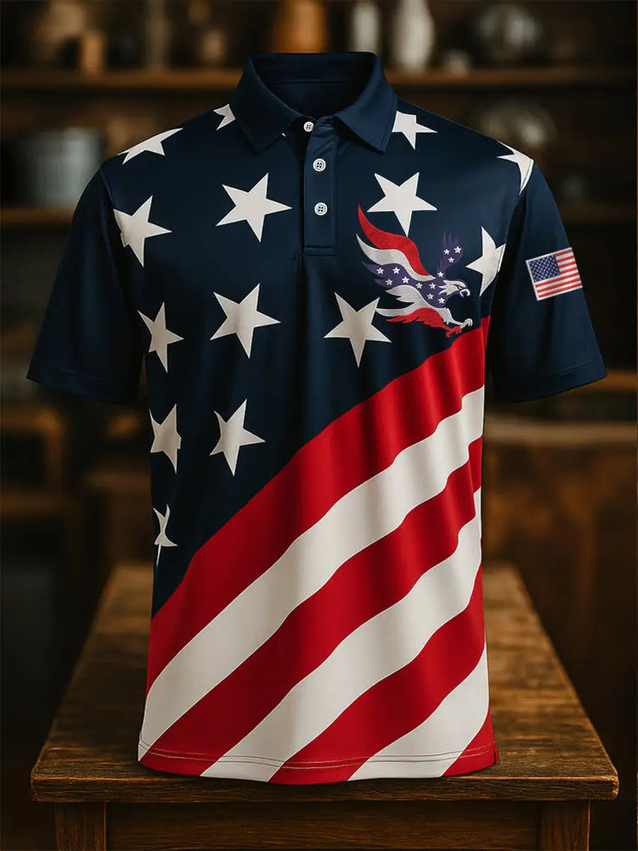 USA Flag Polo Shirt Patriotic Gift for Fans Short Sleeve American Pride Apparel USA Flag Polo Shirt Patriotic Gift for Fans Short Sleeve American Pride Apparel