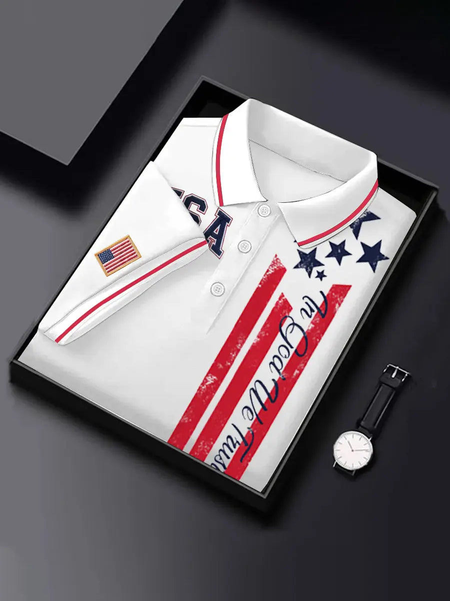 USA Flag Polo Shirt Patriotic Gift for Fans Short Sleeve Men's Apparel for Supporters USA Flag Polo Shirt Patriotic Gift for Fans Short Sleeve Men's Apparel for Supporters