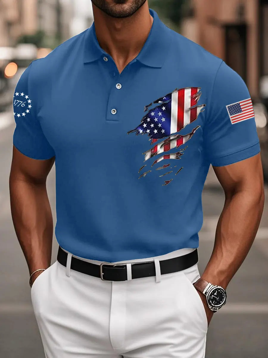 USA Flag Polo Shirt Patriotic Gift for Independence Day American Casual Top for Men USA Flag Polo Shirt Patriotic Gift for Independence Day American Casual Top for Men