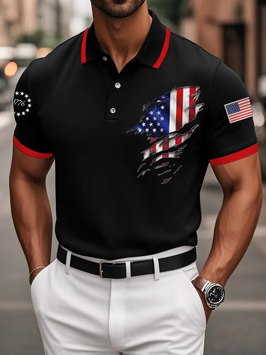 USA Flag Polo Shirt Patriotic Gift for Independence Day American Casual Top for Men USA Flag Polo Shirt Patriotic Gift for Independence Day American Casual Top for Men