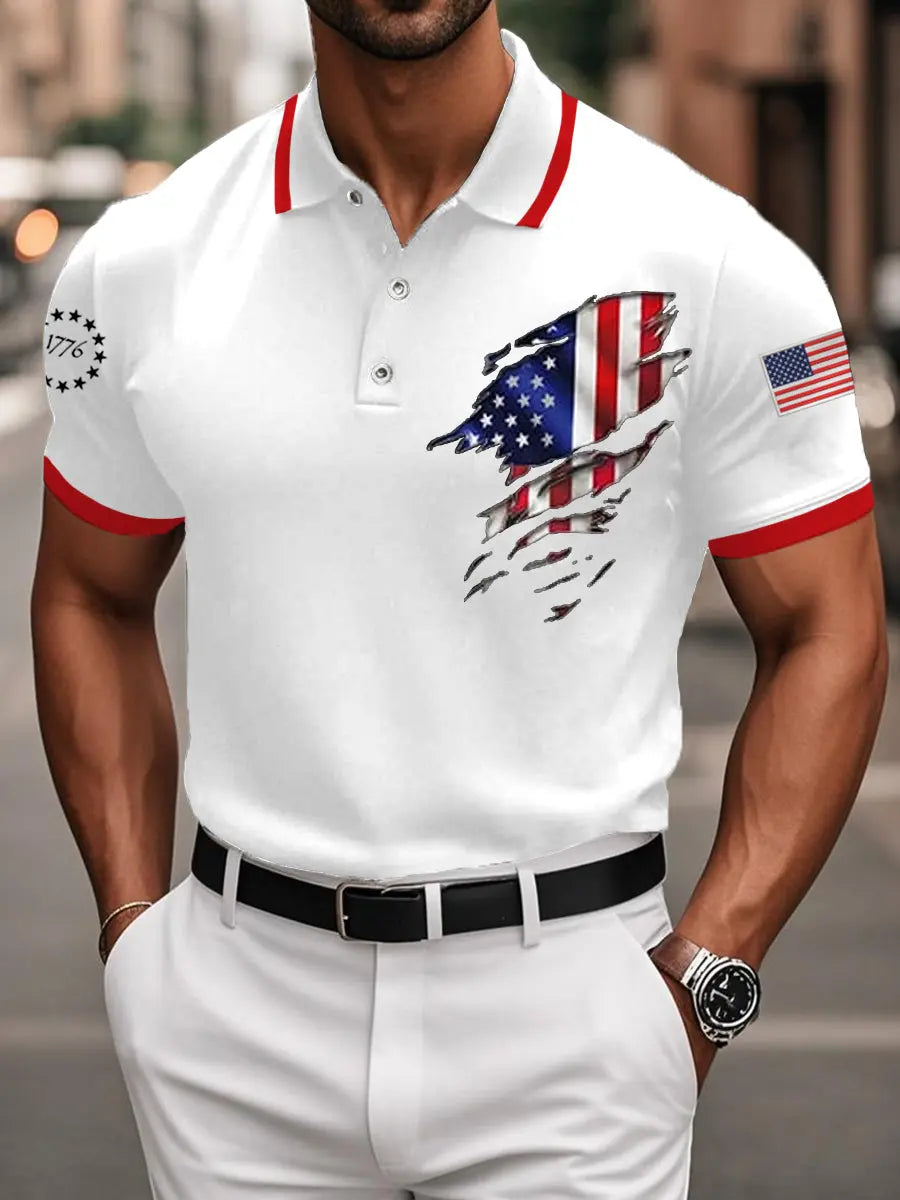USA Flag Polo Shirt Patriotic Gift for Independence Day American Casual Top for Men USA Flag Polo Shirt Patriotic Gift for Independence Day American Casual Top for Men