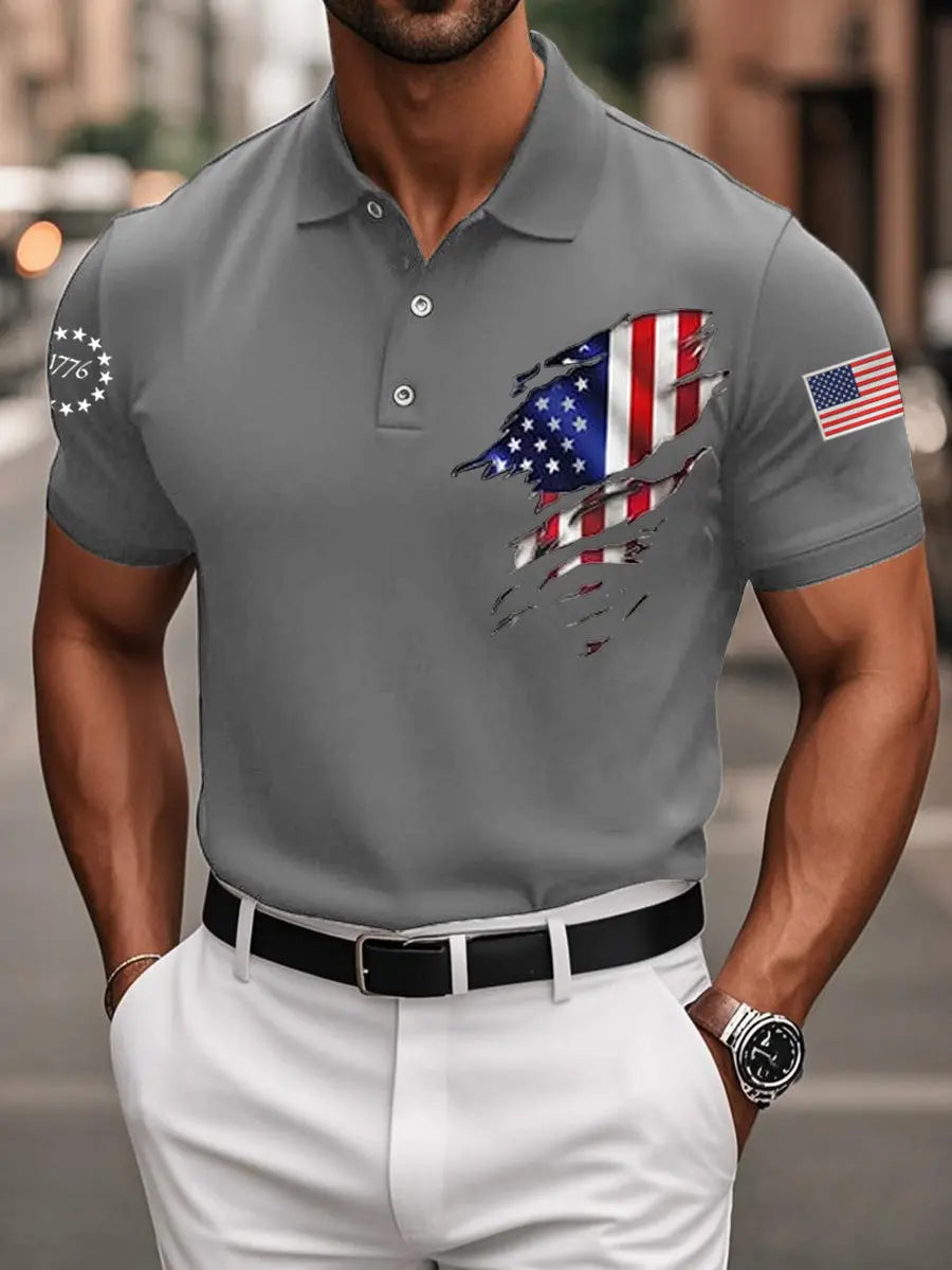 USA Flag Polo Shirt Patriotic Gift for Independence Day American Casual Top for Men USA Flag Polo Shirt Patriotic Gift for Independence Day American Casual Top for Men