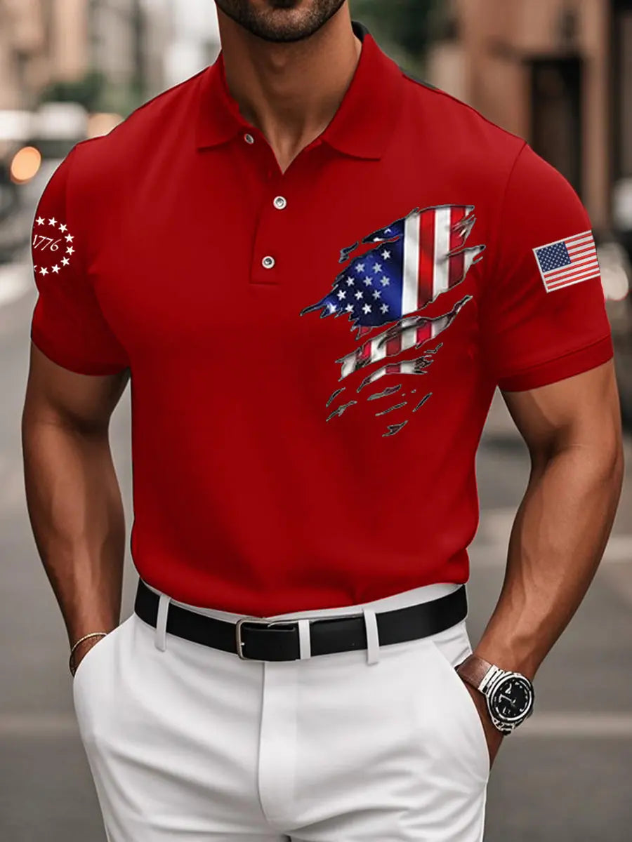 USA Flag Polo Shirt Patriotic Gift for Independence Day American Casual Top for Men USA Flag Polo Shirt Patriotic Gift for Independence Day American Casual Top for Men