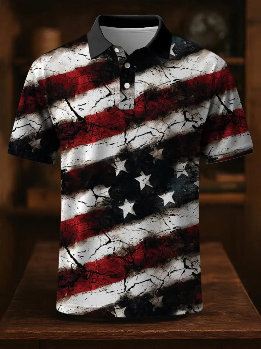 USA Flag Polo Shirt Patriotic Gift for Independence Day Fans Colorful Stylish Design USA Flag Polo Shirt Patriotic Gift for Independence Day Fans Colorful Stylish Design