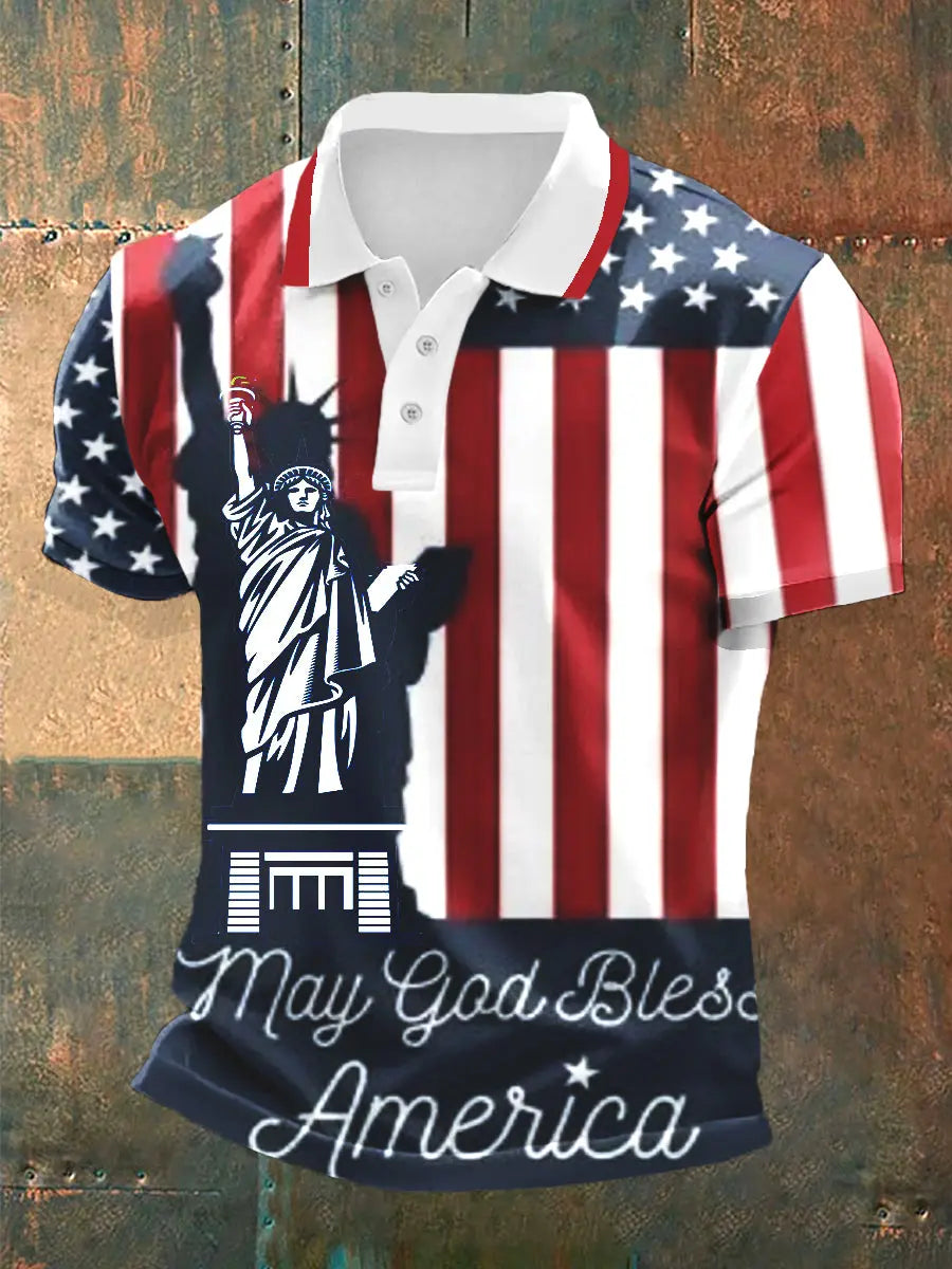 USA Flag Polo Shirt Patriotic Gift for Independence Day Fans May God Bless America USA Flag Polo Shirt Patriotic Gift for Independence Day Fans May God Bless America